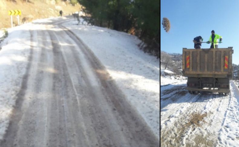 Bergama'da süt için yollara tuz