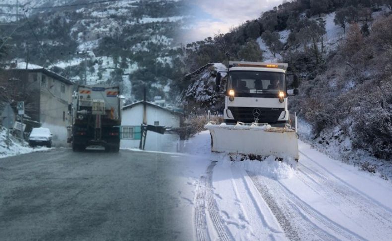 Beydağ'da kar küreme ve tuzlama çalışmaları devam ediyor
