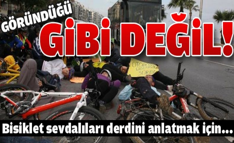 Bisikletçilerden trafikte saygı eylemi