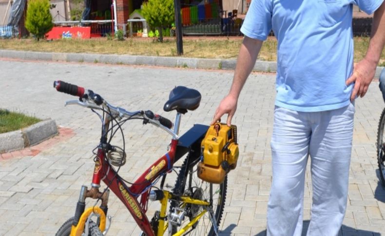 Bisikletine tırpan motoru taktı bayırları artık daha rahat çıkıyor