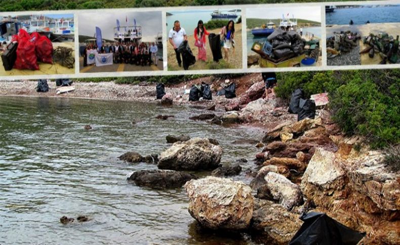 Çeşme koylarından tam 2 ton çöp çıktı!