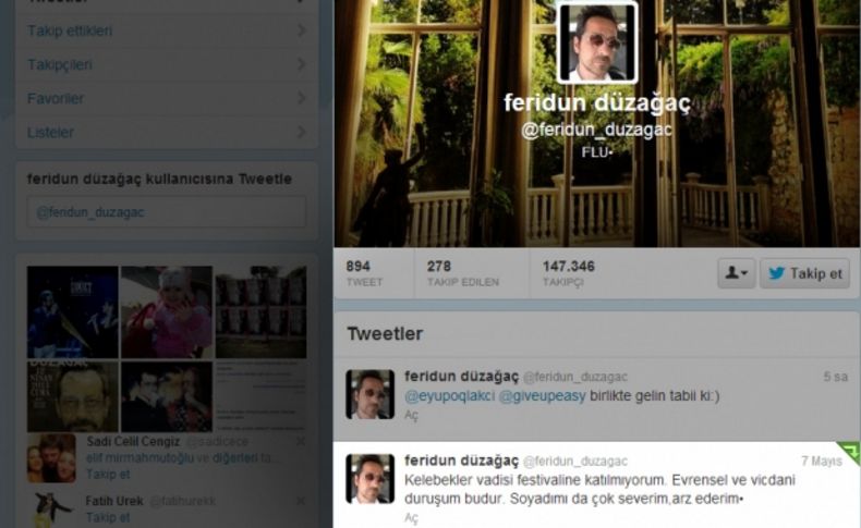 Çevrecilerin tepkisi üzerine Feridun Düzağaç festivale katılmayacağını açıkladı