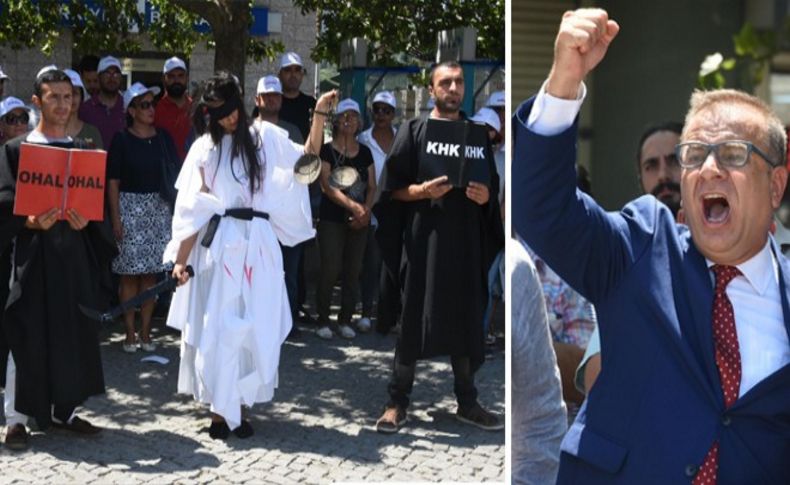 CHP Konak'tan 'Ayarsız terazi kırılmış kılıç'lı protesto!