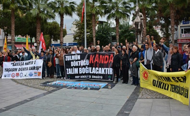 Başkentteki bombalı saldırı Dikili'de protesto edildi