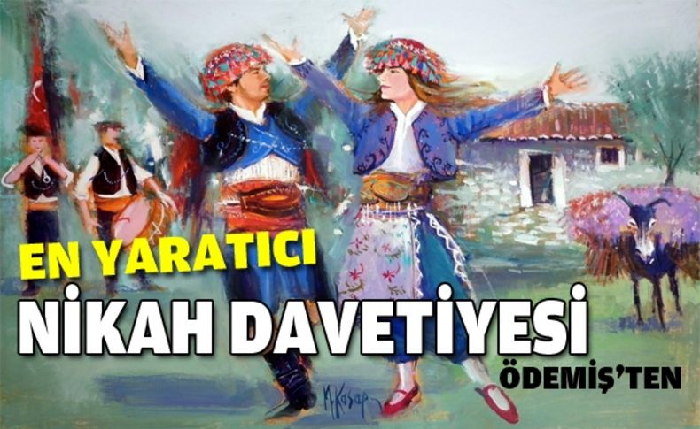 Efe kıyafetli tablo düğün davetiyesi oldu