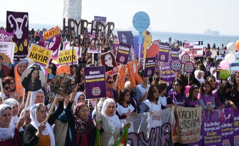 Erkeklere kapalı mitingde 'Hayır' çağrısı