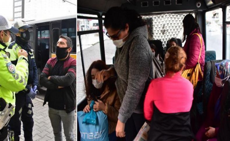 Fazla yolcu taşıyan dolmuş şoförüne pandemi denetiminde para cezası