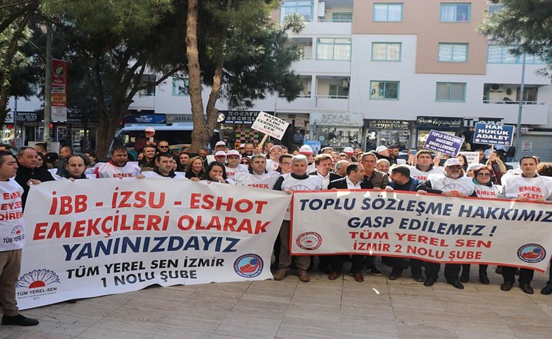 Gaziemir Belediyesi memurlarından 'toplu sözleşme' eylemi