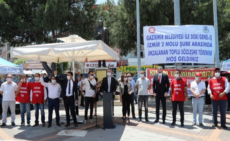 Gaziemir’de toplu sözleşmeye gecikmeli kutlama