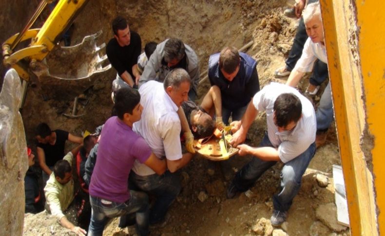 Göçük altındaki işçi sağ kurtarıldı