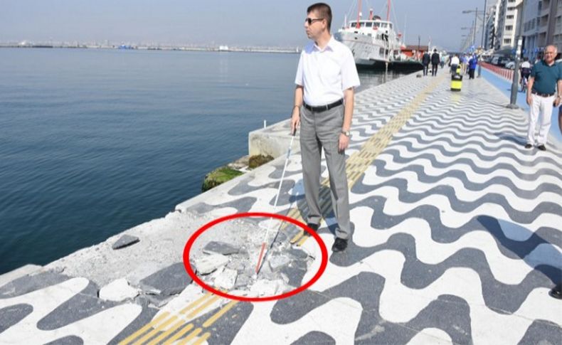 Görme engellilerin denize düşme tehlikesi
