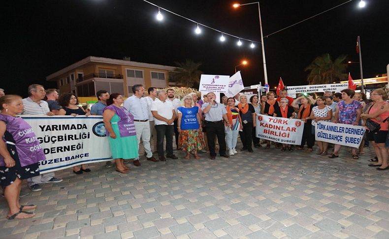 Güzelbahçe’de kadına şiddet ve yangınlar protesto edildi