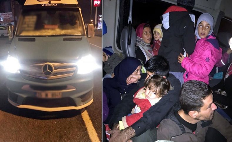 Hatlı minibüsle göçmen kaçakçılığı
