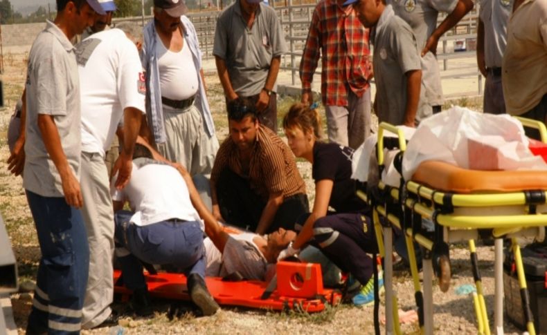 Hayvan pazarı inşaatından düşen belediye işçisi yaralandı