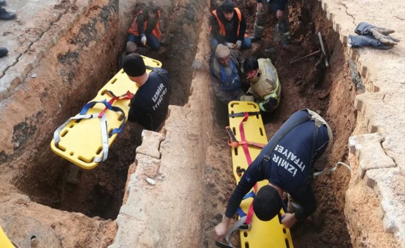 İzmir'de göçük altında kalan işçi hastaneye kaldırıldı