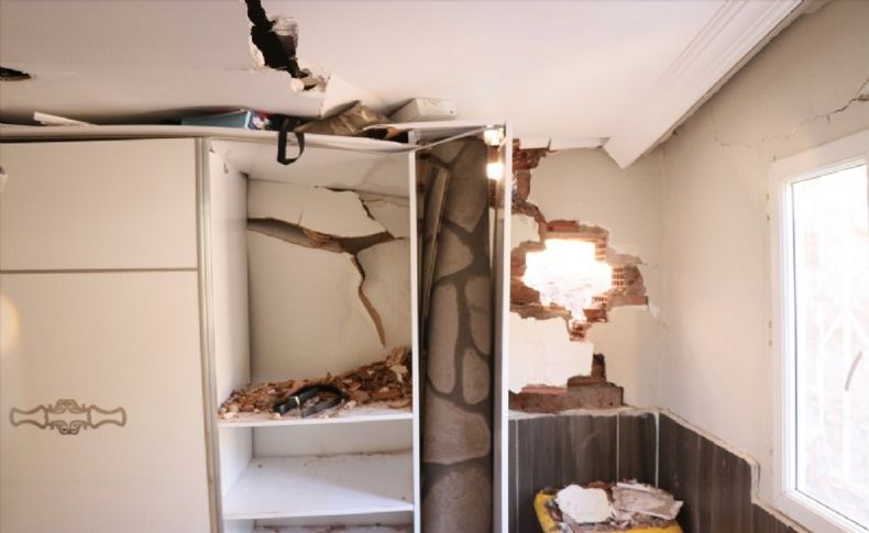 İzmir'de heyelandan zarar gören evlerde yaşayanlar tedirgin