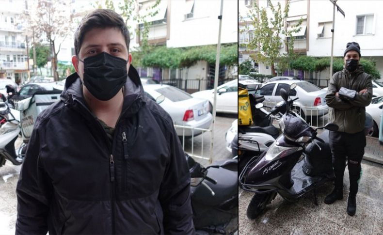 İzmir'de motosikletli kuryeler asansörlerin kullandırılmamasına tepki gösterdi