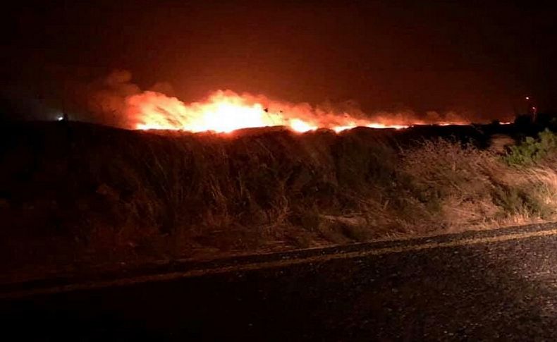 Karaburun'da otluk alanda yangın