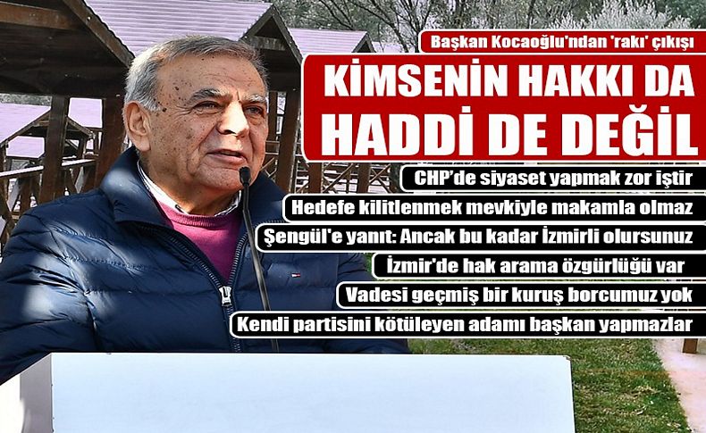 Kocaoğlu'ndan rakı çıkışı: Kimsenin hakkı da haddi de değil!