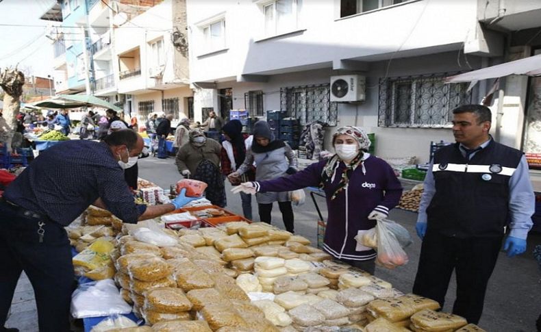 Konak pazarlarında Koronavirüs denetimi