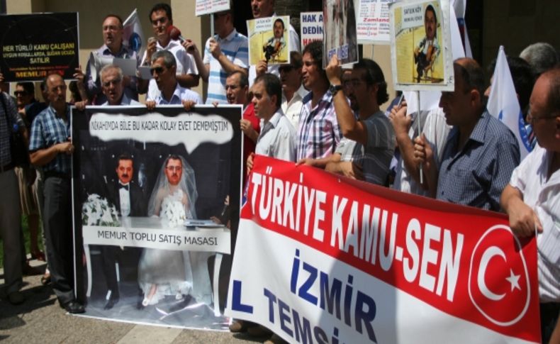 Maaş artış oranlarına fotoğraflı protesto