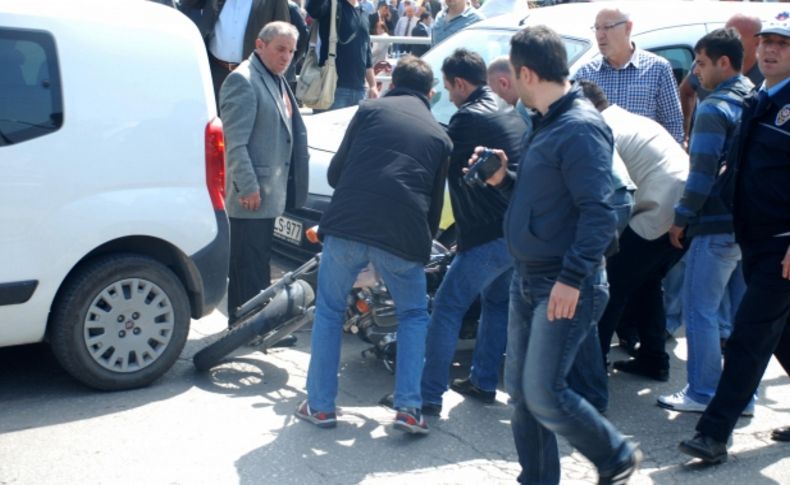 Motosiklet sürücüsü dengesini kaybetti: 2 yaralı