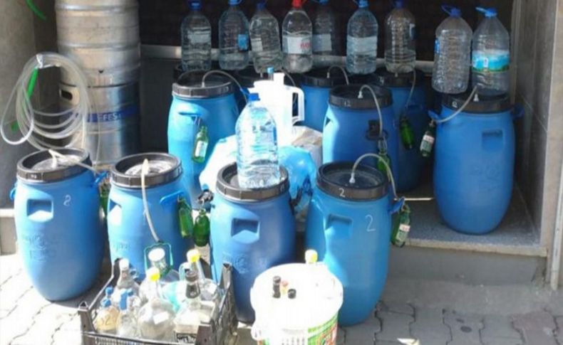 Ödemiş'te 450 litre sahte alkol ele geçirildi