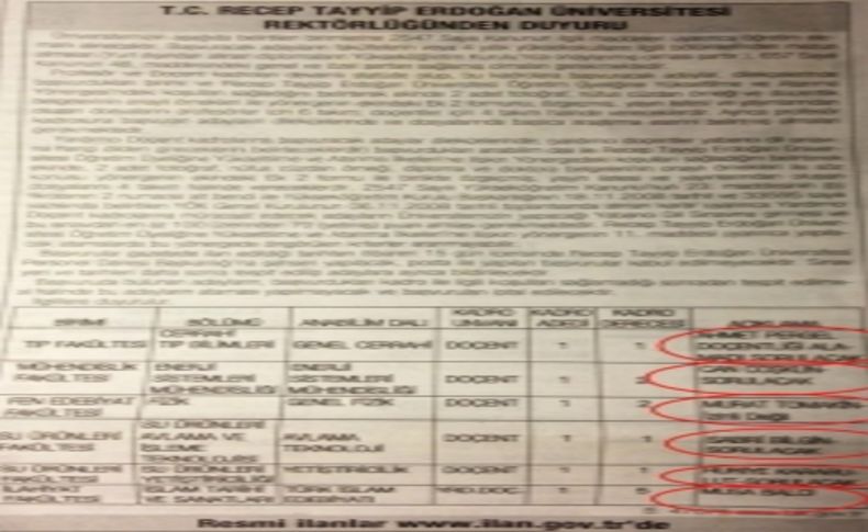 RTE Üniversitesi'nde skandal