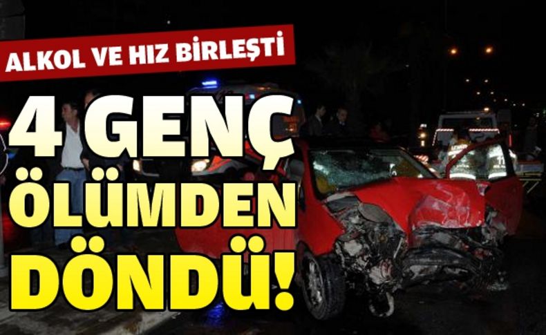 Sahil'de alkollü sürücü kaza yaptı: 4 yaralı