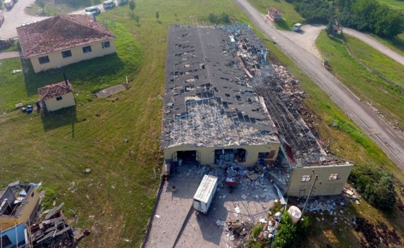 Patlamanın olduğu alandaki hasar havadan görüntülendi