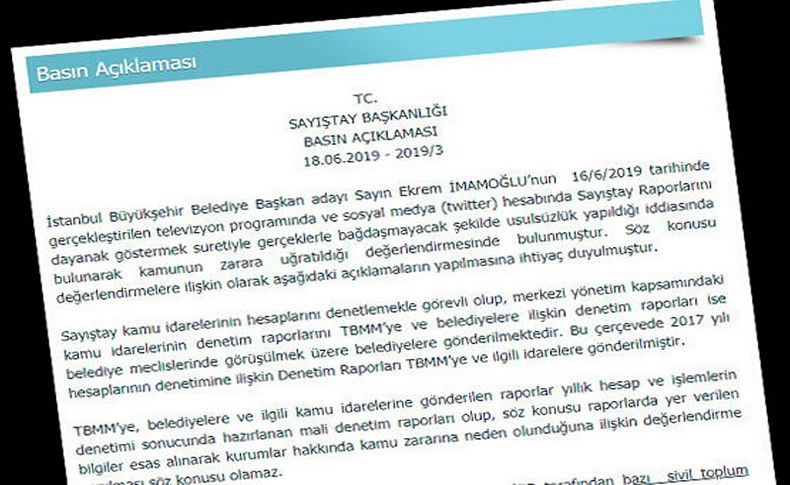 Sayıştay'dan yeni açıklama