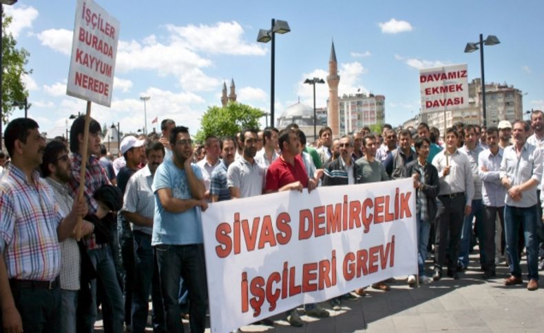 Sivas Demir Çelik işçileri haklarını arıyor