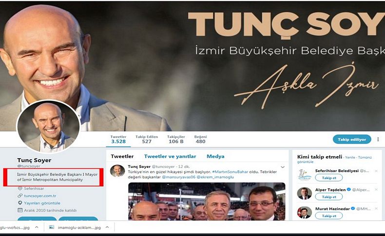 Soyer Twitter’da profilini güncelledi