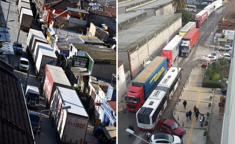 Tek yön olan caddede ters yönde TIR trafiği