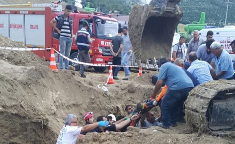 Toprak altında kalan işçinin mucize kurtuluşu