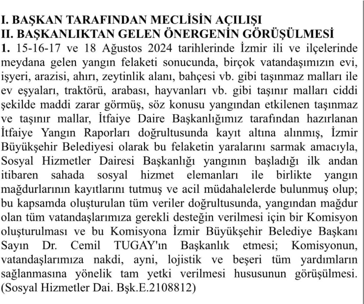 Başkan Tugay Büyükşehir Meclisi Olağanüstü toplayacak