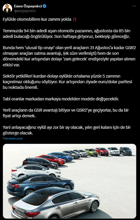 Uzmanı açıkladı: Otomobillere kur zammı yolda