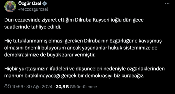 Röportaj sonrası tutuklanan Dilruba tahliye edildi