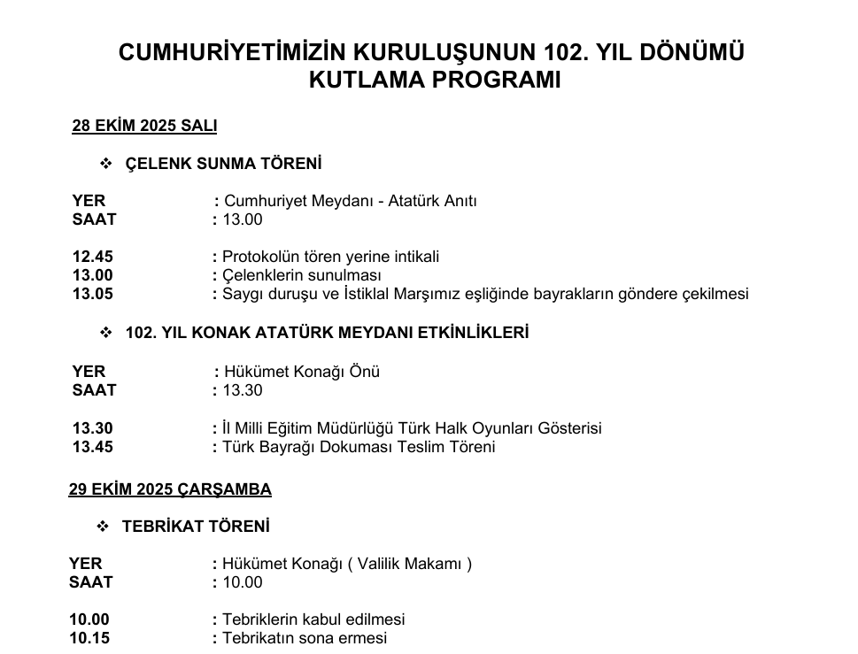 İzmir Valiliği Koordinasyonunda Cumhuriyet’in 102. Yılı Kutlamaları Başlıyor