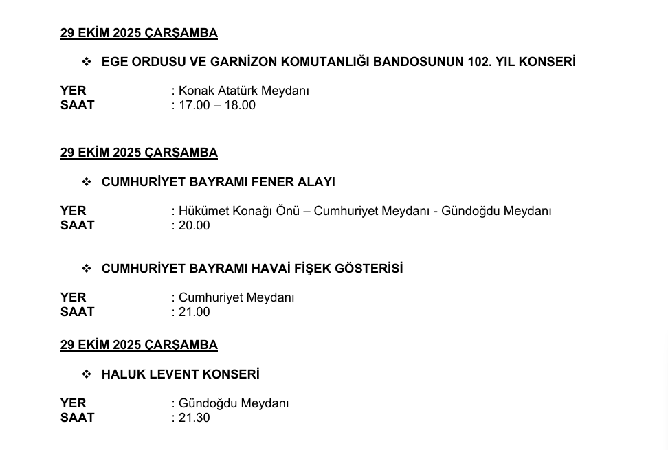 İzmir Valiliği Koordinasyonunda Cumhuriyet’in 102. Yılı Kutlamaları Başlıyor