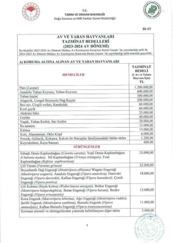 Milli Parklar, Anadolu Parsı’nı öldürmenin cezasını 1 milyon 200 bin lira olarak belirledİ