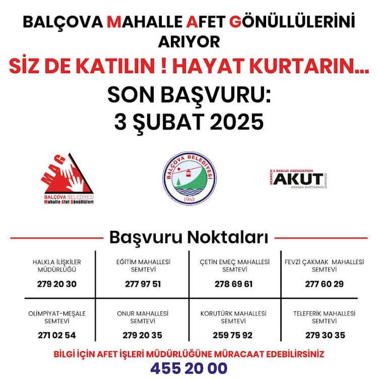 Balçova Belediyesi afet gönüllüsü arıyor